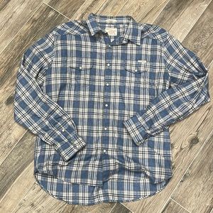 Lucky Brand Classic fit pearl snap blue plaid shirt